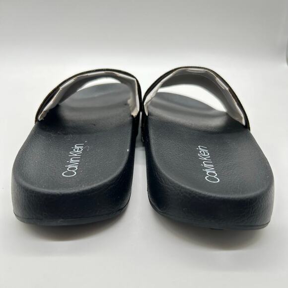 Calvin Klein Slides Womens 5‎ Brown Logo Print Athens Slip On Comfort NEW - Picture 8 of 12
